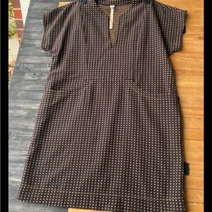 Uncle Frank Women’s Tunic Shift Dress Small Brown & Nude Embroidered W/ Pockets